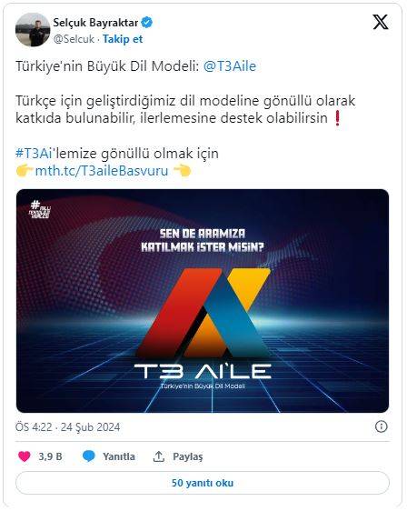 Selçuk Bayraktar duyurdu! İşte Türkiye’nin ilk yapay zeka dil modeli 10